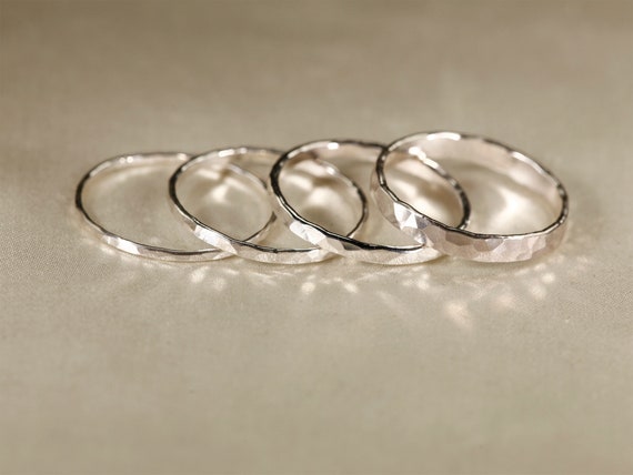 Hammered Sterling Silver Stackable Band Ring 2.5mm Wide Hammered Sterling Silver Stackable Band Ring 2.5mm Wide