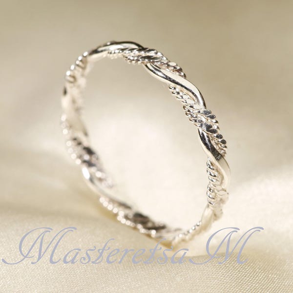Twist6-Handmade Sterling Silver Flat braided Ring - MasteRetsaM Design