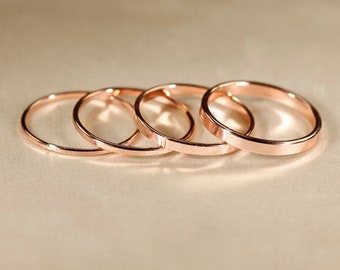 14k ROSE gold filled ring,   Flat wire,   Smooth Ring,  1-2.5mm width.