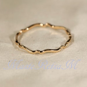 14K Yellow SOLID gold rings, WAVEA 0.8mm / 1.1mm / 1.4mm image 6