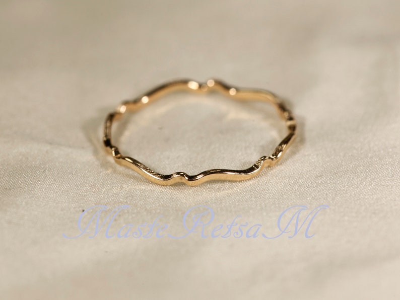 14K Yellow SOLID gold rings, WAVEA 0.8mm / 1.1mm / 1.4mm image 6