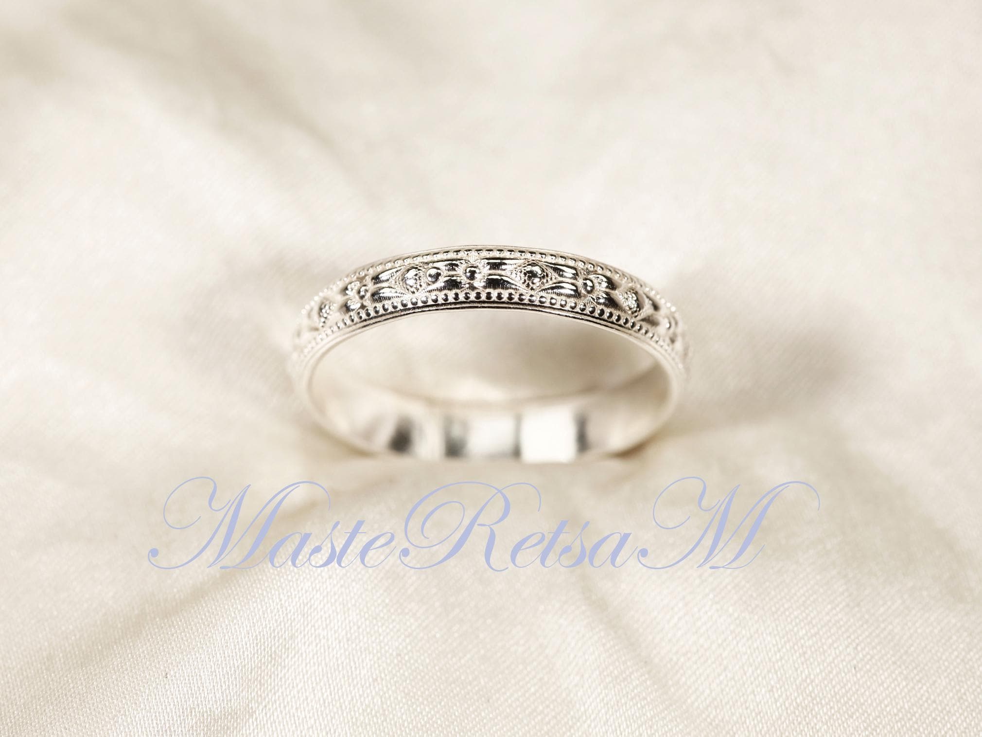 ZP118W Handmade Patterned 925 Sterling Silver Ring (3.8mm) - Etsy