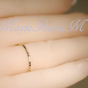 1.3mm 14K Yellow SOLID gold ring, Flat bead ring image 7