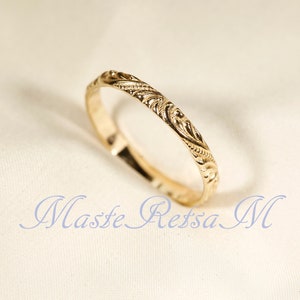 600104 14K Yellow SOLID gold ring, Pattern ring, 600104 ring Width2.6mm image 5