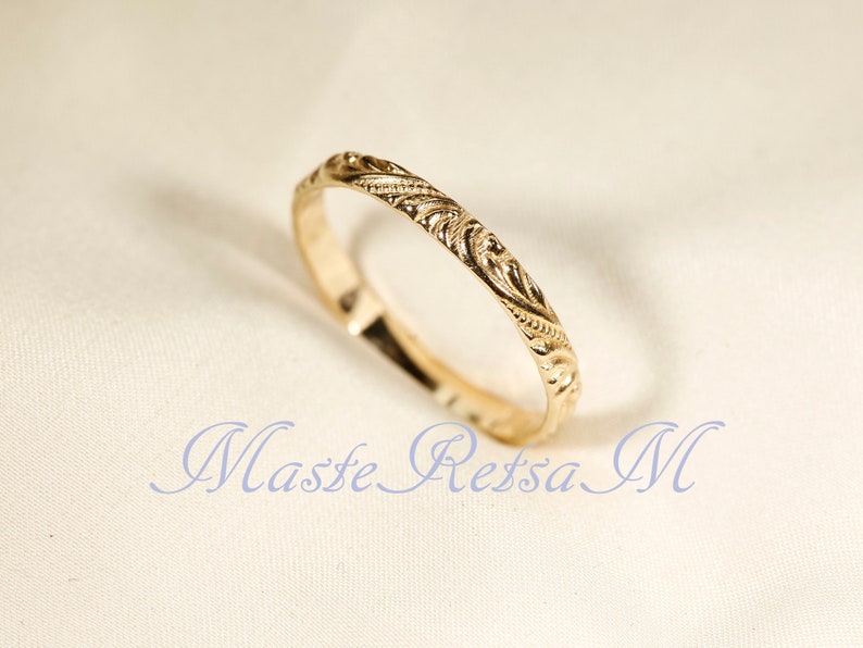 600104 14K Yellow SOLID gold ring, Pattern ring, 600104 ring Width2.6mm image 5