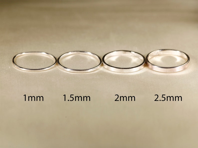 925 Silver Smooth & Hammered ring, 1-2.5mm width. image 4