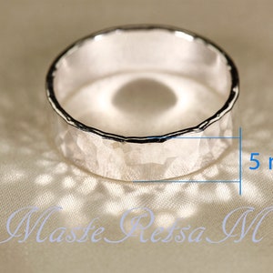 925 Silver, Hammered RINGs, width3-8mm 5mm Hammered