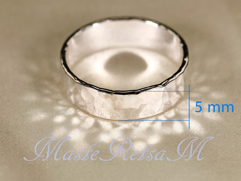 925 Silver, Hammered RINGs, width3-8mm 5mm Hammered