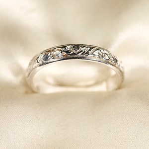102126 Handgemachter Musterring aus 925 Sterlingsilber, 14K Gold Vermeil, 3.5 mm Breite