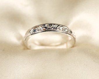 102126   Handmade 925 Sterling Silver pattern ring, 14K Gold Vermeil ring , 3.5mm width