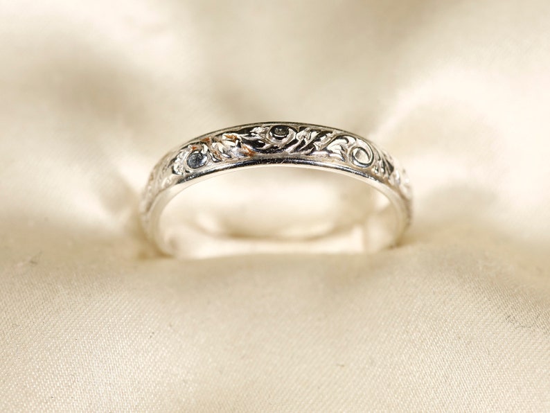 102126 925 Silver pattern ring, 14K Gold Vermeil ring 3.5mm width image 1