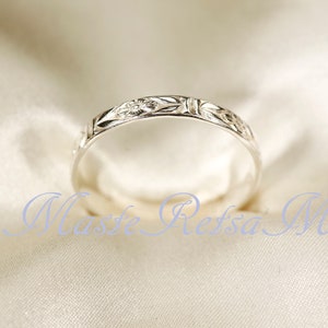 102124 925 Silver pattern ring, 14K gold Vermeil ring , 2.8mm width image 3