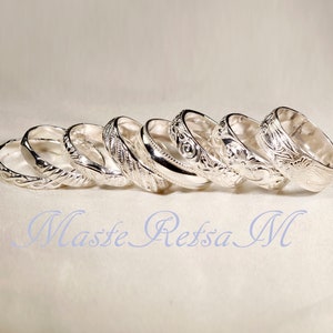 8Options 925 Sterling silver pattern rings, 3mm 7.7mm Wide image 1