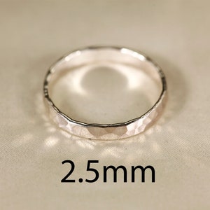 925 Silver Smooth & Hammered ring, 1-2.5mm width. image 8