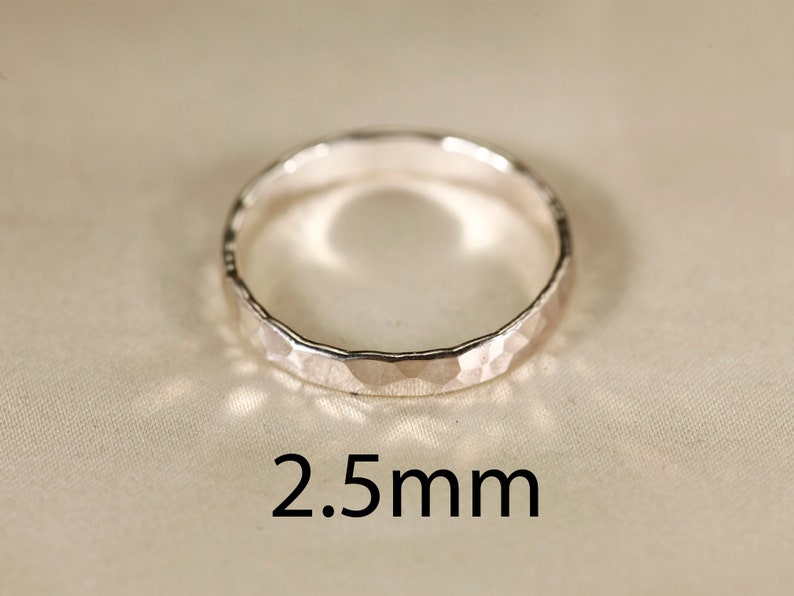 925 Silver Smooth & Hammered ring, 1-2.5mm width. image 8