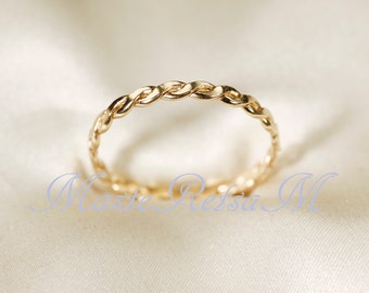 Twist 7, bague torsadée en gold filled, bague en argent sterling.