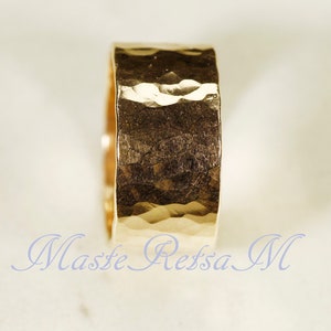 14k Gold filled rings, THICK Hammered , 10mm width.