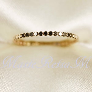 1.3mm 14K Yellow SOLID gold ring, Flat bead ring image 5