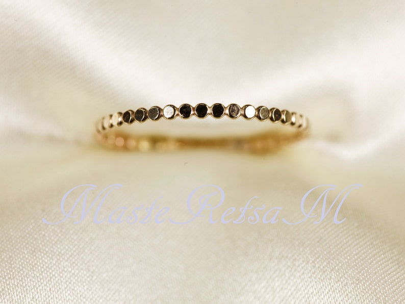 1.3mm 14K Yellow SOLID gold ring, Flat bead ring zdjęcie 5