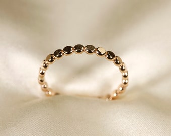 Handmade Flat-Bead Ring, 14k Gold Filled, Sterling Silver, Avant Ring (2.7mm)