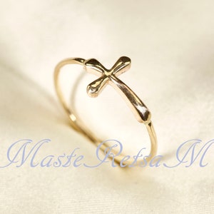 Yellow gold filled 3D Cross  ring, 14K gold filled 3D Cross  ring,  wire- 1mm