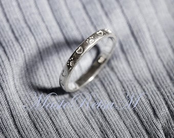 Sterling Silver Dog Lover Ring – Paws and Hearts Band (2.6mm Width)