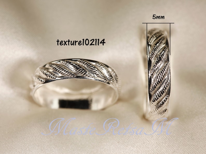 8Options 925 Sterling silver pattern rings, 3mm 7.7mm Wide TEXTURE-102114