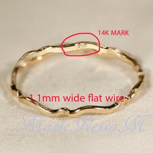 14K Yellow SOLID gold rings, WAVEA 0.8mm / 1.1mm / 1.4mm image 7