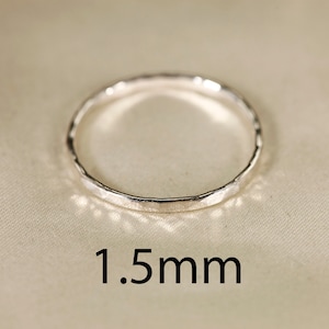 925 Silver Smooth & Hammered ring, 1-2.5mm width. image 6