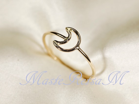 14K Gold Filled Moon Ring - Delicate Wire Design