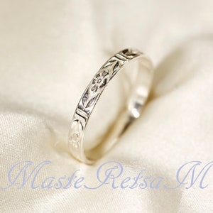 102124 925 Silver pattern ring, 14K gold Vermeil ring , 2.8mm width Silver