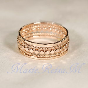 SET G Ensemble de bagues empilées remplies d'or 14 carats, bague remplie d'or 14 carats, bagues en argent et or rose 14 carats remplis. 14k rose gold filled