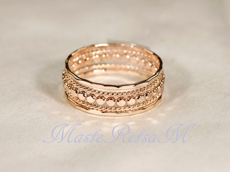 SET G Ensemble de bagues empilées remplies d'or 14 carats, bague remplie d'or 14 carats, bagues en argent et or rose 14 carats remplis. 14k rose gold filled