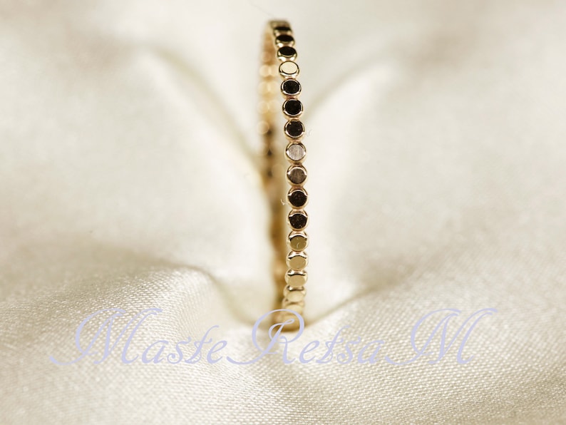 1.3mm 14K Yellow SOLID gold ring, Flat bead ring image 4