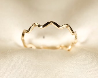 14K Gold Filled Wave Ring: Minimalist Square Wire Ring-Wave 10