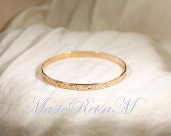 ZP--165  14K Gold Filled Bangel Bracelet,  Handmade Bangle Bracelet