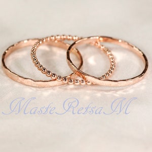 SET B 14k Gold Filled Stack Ring Set , Rose gold filled, Silver 14K rose gold filled