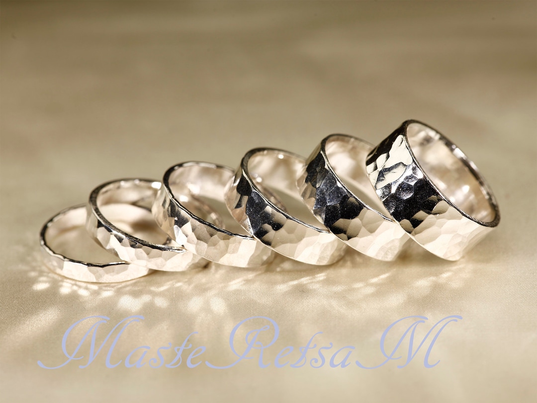 925 Sterling Silver Hammered Ring - Wide Band (3-8mm) - Etsy