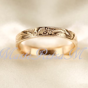 ZP--123       14k Gold filled flower texture ring,   Silver ring,  Rose gold filled ,    4 mm width