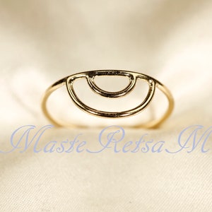 Double-Arch 14K Yellow gold filled ring, Silver double arch ring image 2