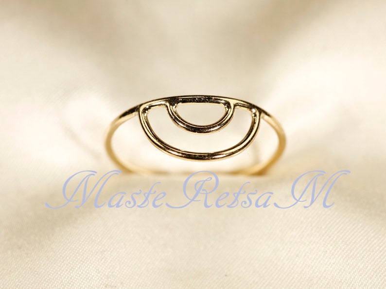 Double-Arch 14K Yellow gold filled ring, Silver double arch ring image 2