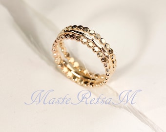 SET-D  14k Gold Filled Stack Ring Set ,     Rose Gold Ring,     Silver rings.,
