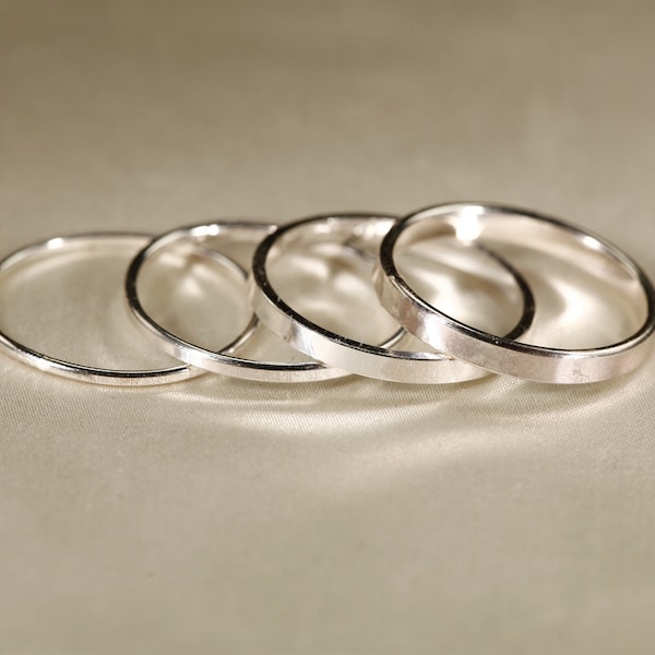 925  Sterling   silver Smooth ring, Stackable Band  1-2.5mm width.