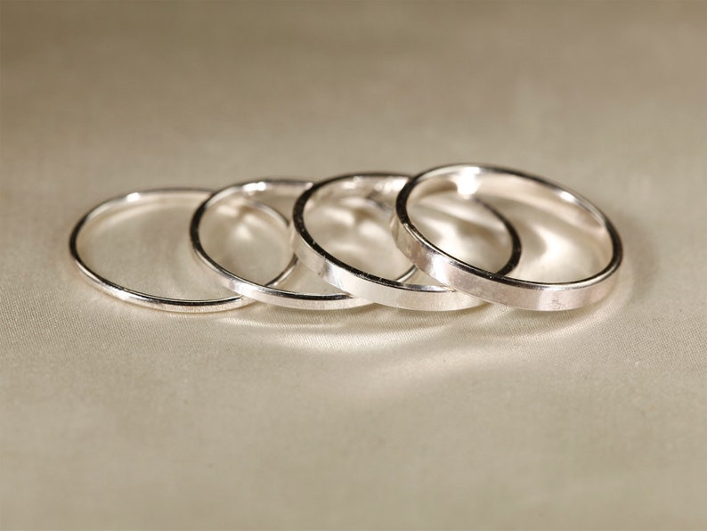 925 Sterling silver Smooth ring, 1-2.5mm width. image 1