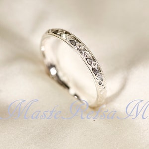 102118 925 Silver texture ring , 14K gold Vermeil ring 2.8mm Wide image 5