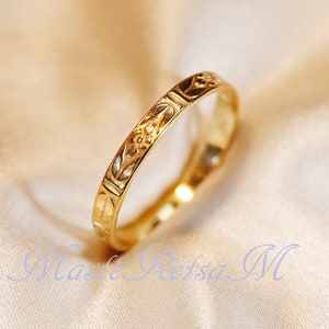 102124 925 Silver pattern ring, 14K gold Vermeil ring , 2.8mm width image 2