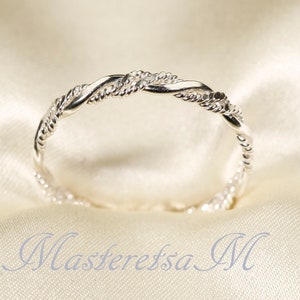 Twist-- 6, Bague de texture en argent sterling, Rempli d’or, Rempli d’or rose