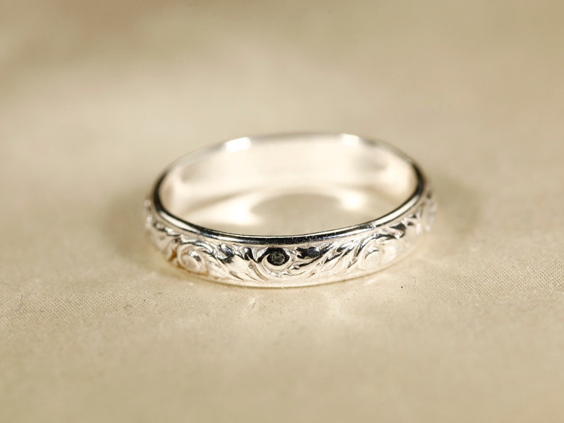 102126 925 Silver pattern ring, 14K Gold Vermeil ring 3.5mm width image 3