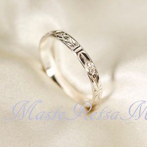 102124 925 Silver pattern ring, 14K gold Vermeil ring , 2.8mm width image 5