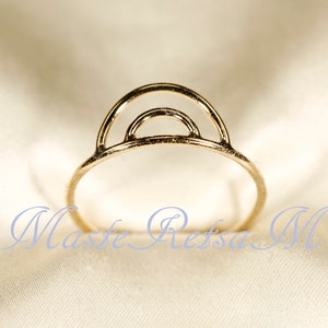 Double-Arch 14K Yellow gold filled ring, Silver double arch ring image 1